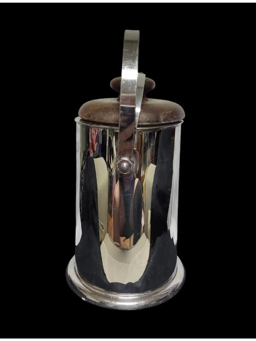 Vintage Manning-Bowman Art Deco Chrome Ice Bucket  Walnut Lid Rare Double Handle